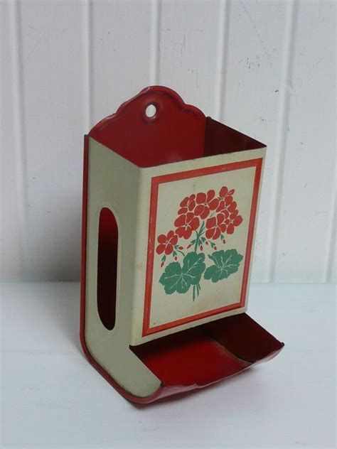 Vintage Metal match Box holder Victorian Girl Red Wall Hanging 